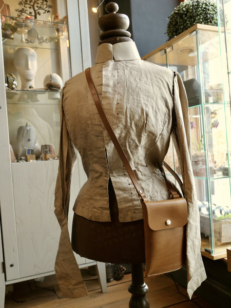 Tan Leather Cross Body Phone Pouch