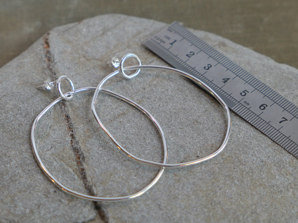 Large Silver Kinetic Hoop Earrings