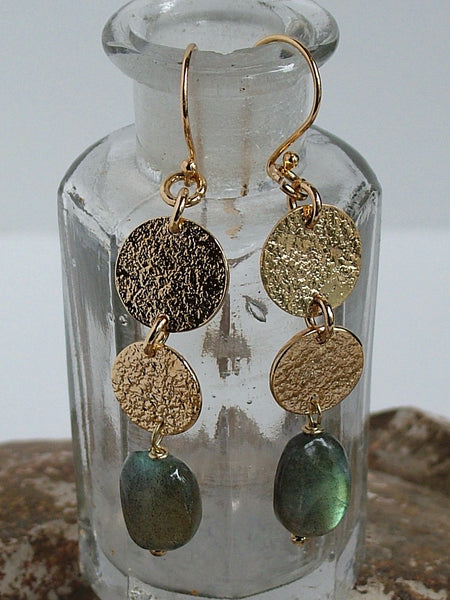 Harmonia Earrings with Labradorite Pebble