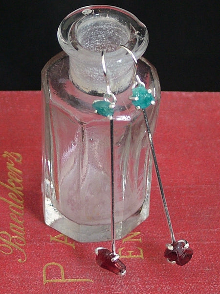 Raw Garnet and Blue Apatite Drops
