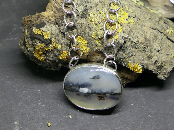 Textured Chain Necklace with Dendritic Opal