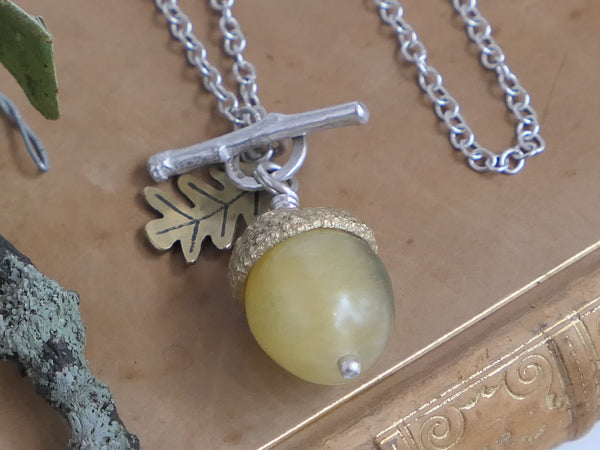 Large Acorn Pendant with Argentinian Flourite