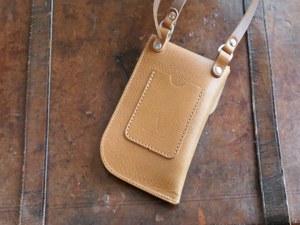 Tan Leather Cross Body Phone Pouch