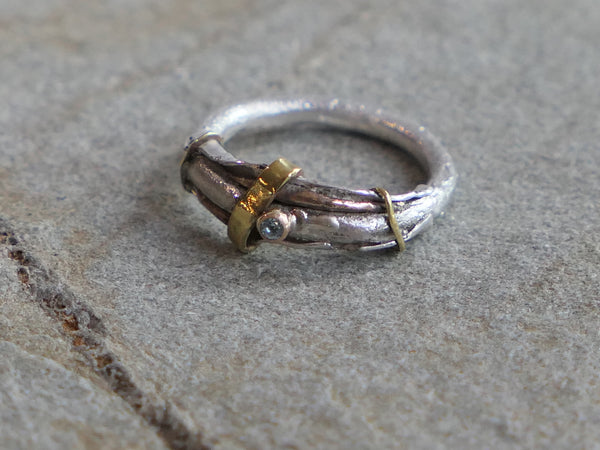 Mixed Metal Ring with Blue Topaz