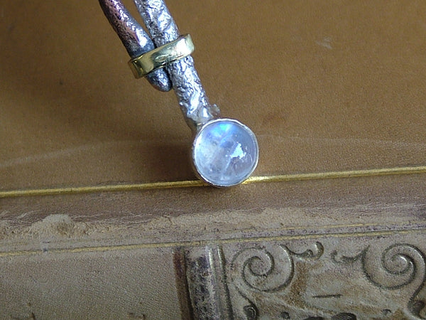 Organic Textured Mixed Metal Pendant with Moonstone