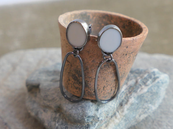 White Milk Sea Glass Medium Drop Earrings