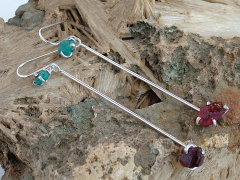 Raw Garnet and Blue Apatite Drops