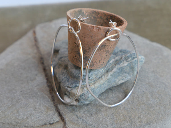 Large Silver Kinetic Hoop Earrings