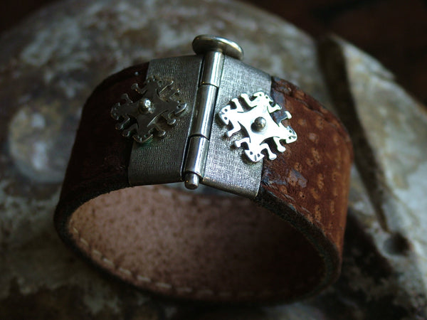 Vintage and Preloved Embossed Leather Cuff
