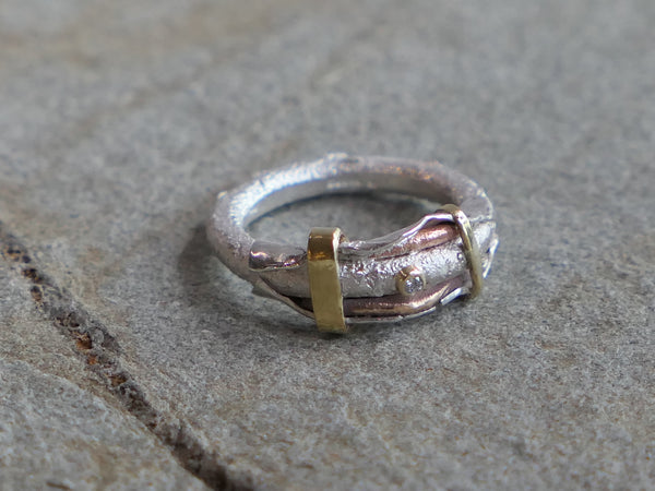 Mixed Metal 3mm Ring with 2pt Diamond