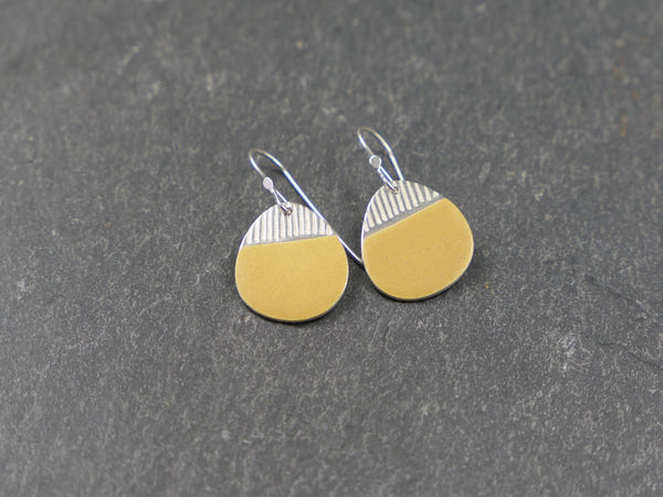 Island Drop Earrings Yellow with Satin Silver