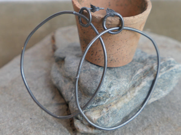 Large Silver Kinetic Hoop Earrings
