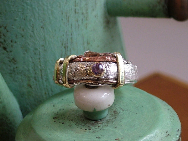 Mixed Metal Ring with Amethyst