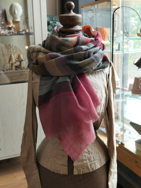 Warm Stripe Digitally Printed Wool and Silk Scarf