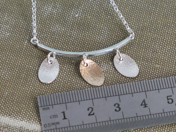 Silver and 14ct Gold Filled Three Oval Pendant