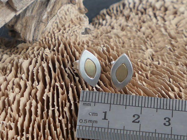 Silver Leaf Shaped Studs With 18 ct Gold Detail
