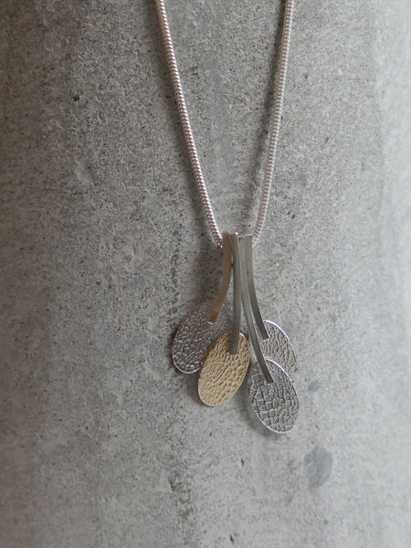 Silver and 14ct Gold Filled Four Oval Pendant