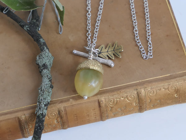 Large Acorn Pendant with Argentinian Flourite