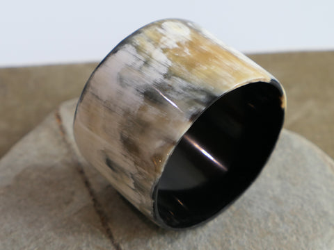 Black Natural Wide Buffalo Horn Bangle