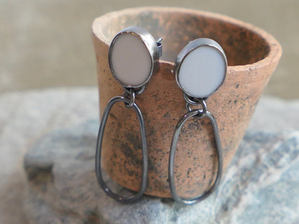 White Milk Sea Glass Medium Drop Earrings