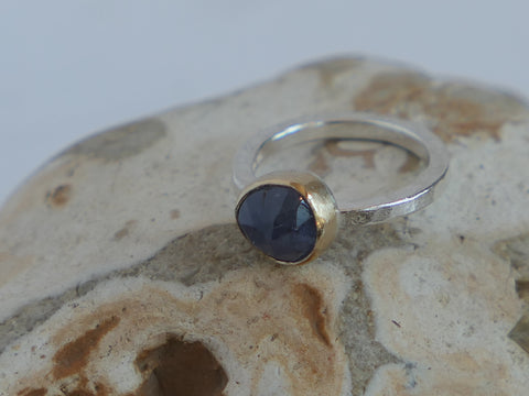 Silver Ring with Tanzanite set in Gold