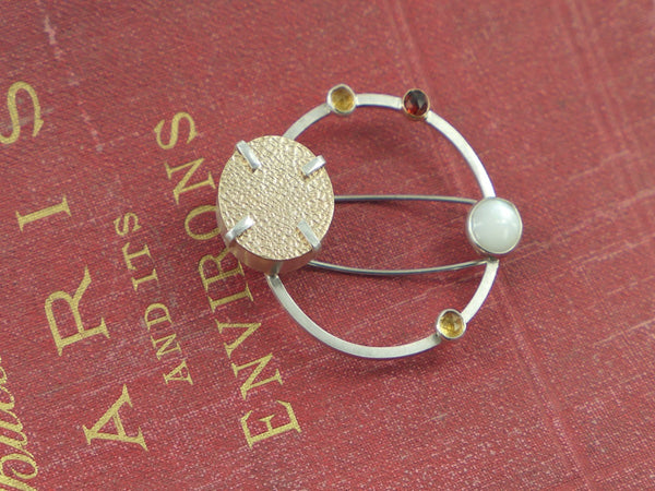 Silver and Gold Filled Stone Set Brooch