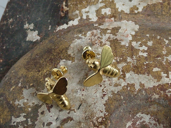 Gold Plated Silver Bee Earrings