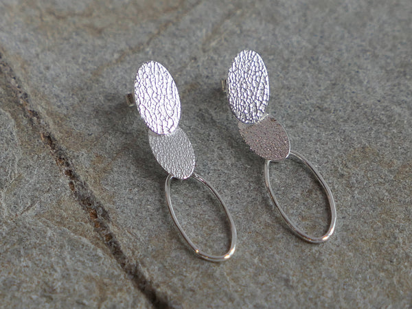 Triple Oval Silver Earrings