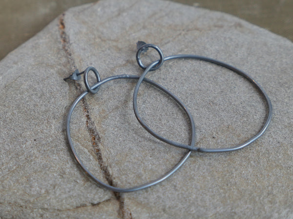Large Silver Kinetic Hoop Earrings