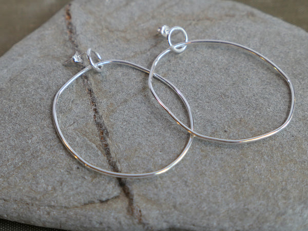 Large Silver Kinetic Hoop Earrings