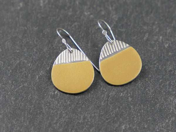 Island Drop Earrings Yellow with Satin Silver
