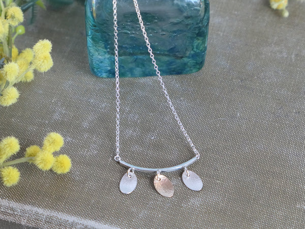 Silver and 14ct Gold Filled Three Oval Pendant