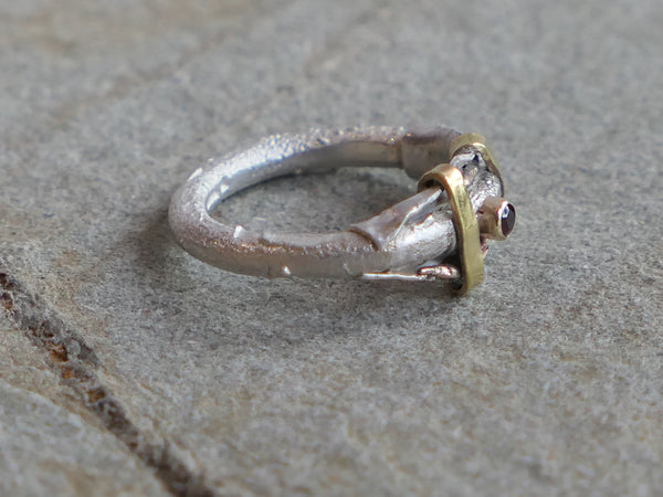 Mixed Metal Ring with Garnet