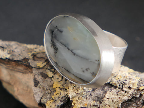 Silver and Dendritic Opal Ring
