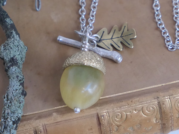 Large Acorn Pendant with Argentinian Flourite