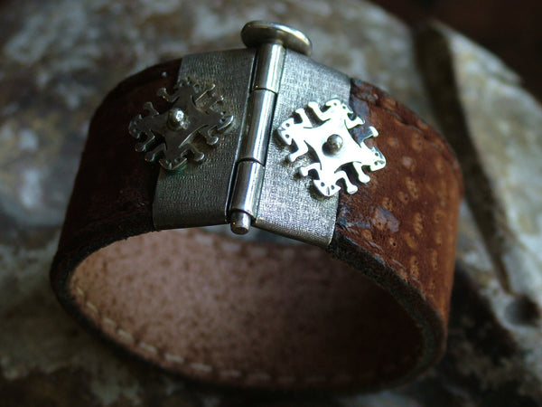 Vintage and Preloved Embossed Leather Cuff