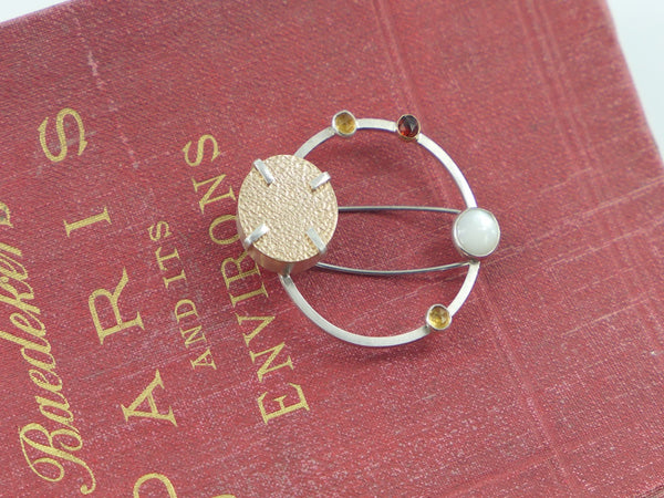 Silver and Gold Filled Stone Set Brooch