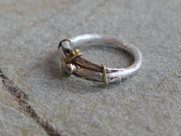 Mixed Metal Ring with Blue Topaz