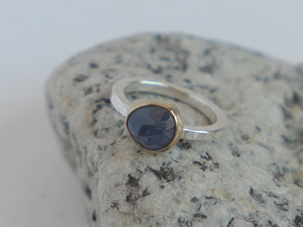 Silver Ring with Tanzanite set in Gold