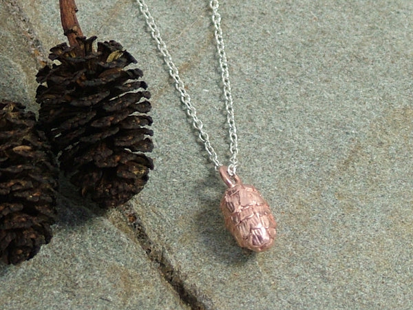 Rose Gold Plated Silver Pine Cone Necklace