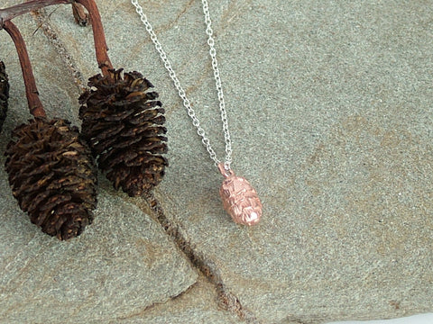 Rose Gold Plated Silver Pine Cone Necklace