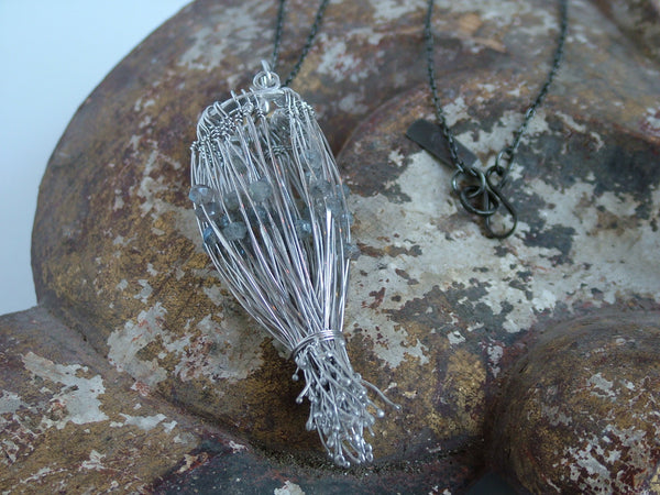 Statement Silver Wire and Labradorite Bead Necklace