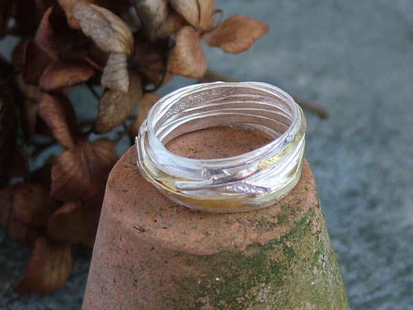 Thin Silver and Gold Wrap Ring