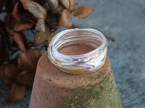 Thin Silver and Gold Wrap Ring