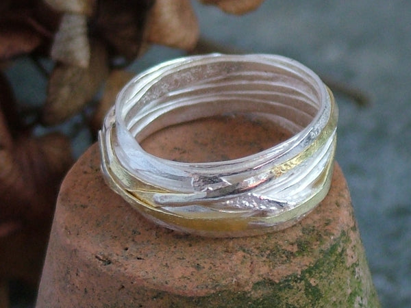 Thin Silver and Gold Wrap Ring