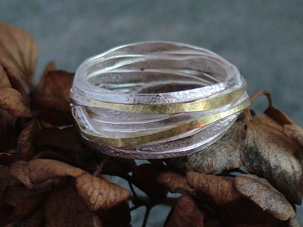 Thin Silver and Gold Wrap Ring