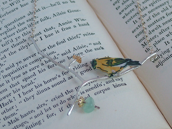 Vintage and Preloved Goldfinch in the Apple Tree Necklace