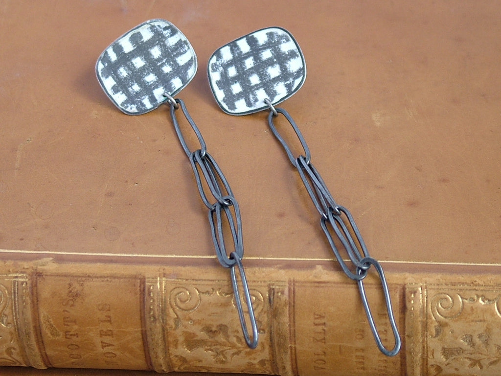 Square Studs with Chain