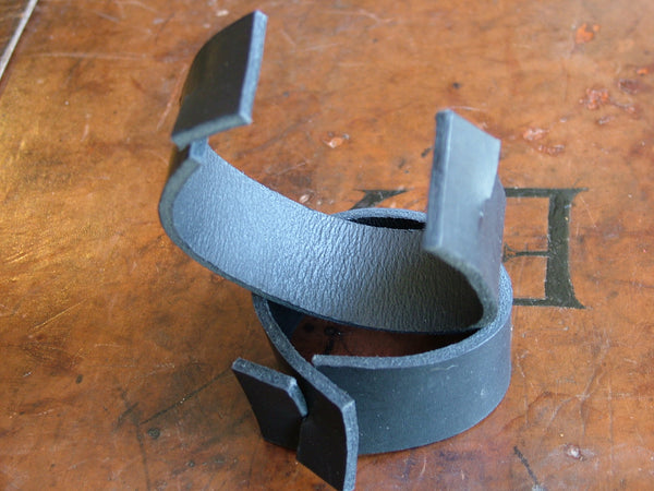 Interlocking Squares Black Leather Cuff