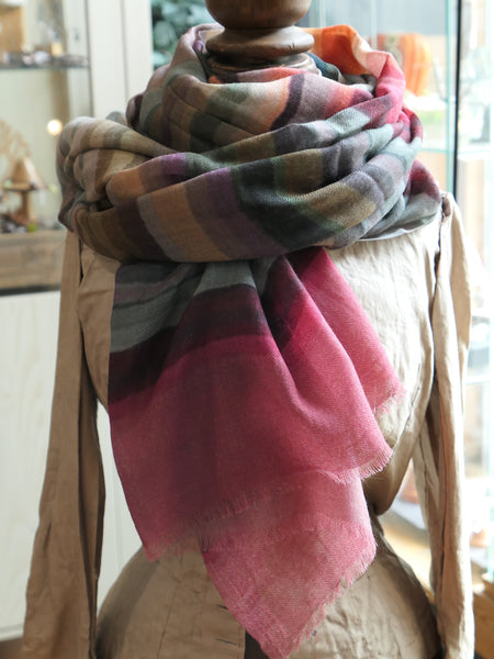 Warm Stripe Digitally Printed Wool and Silk Scarf
